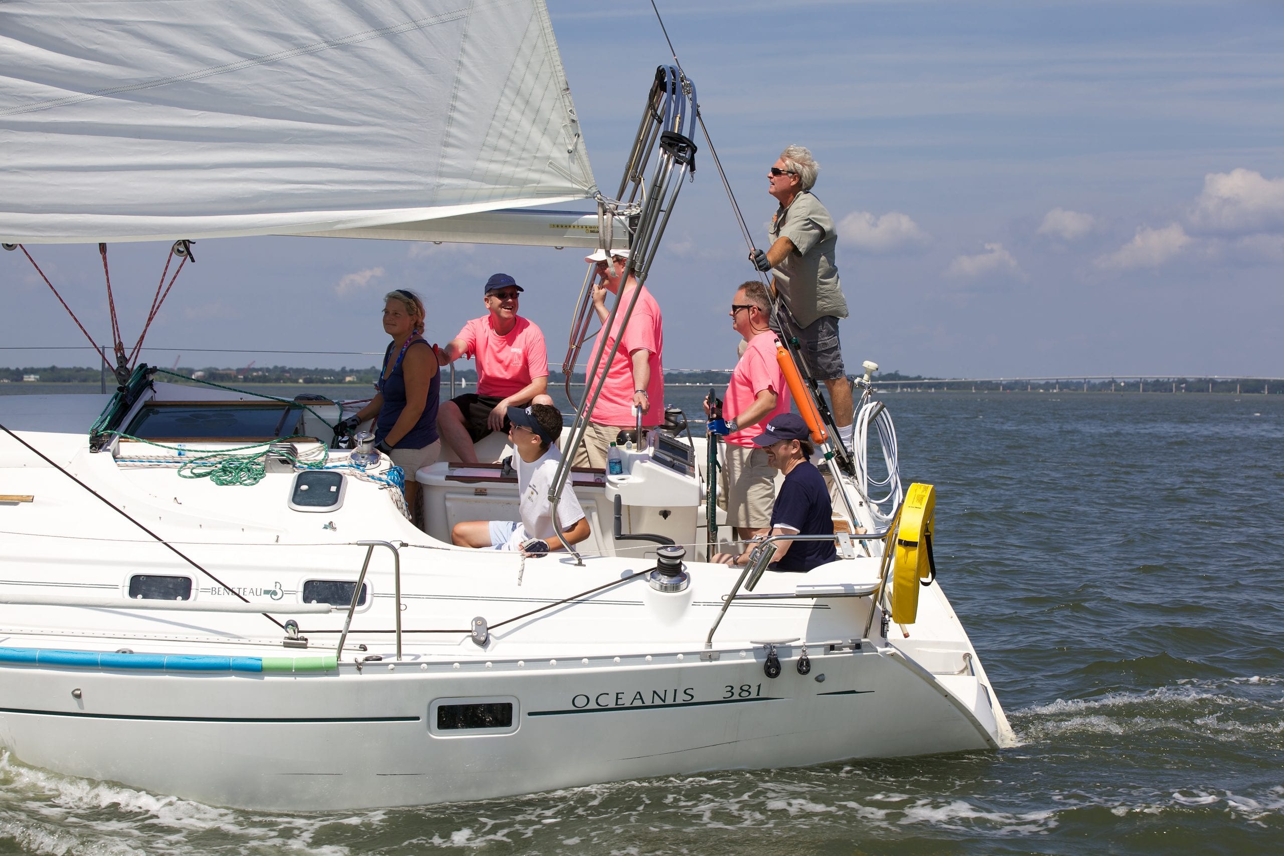 Mahle Corp. team building day on Charleston Harbor, By the Ocean Sailing Acadamy